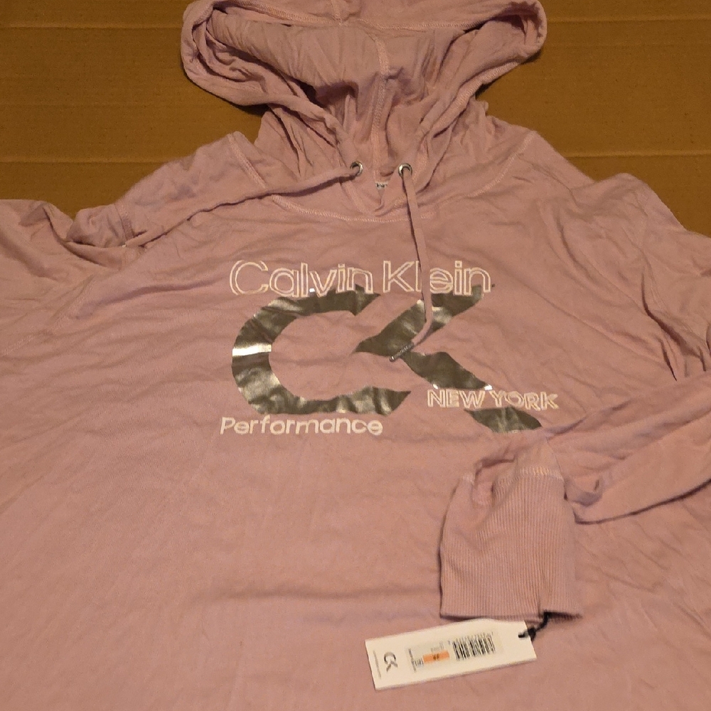 Calvin Klein Light Purple Hoodie with Silver Accents